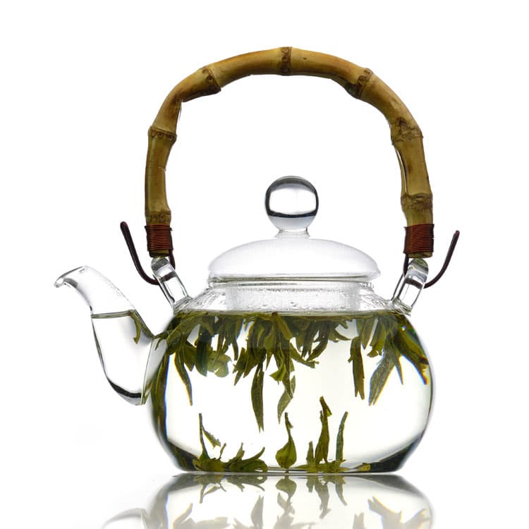 Handmade Bamboo Handle Glass Teapot