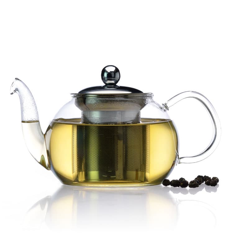 1L VonShef Infusion Tea Pot Medium Satin Polish Stainless Steel with Infuser 