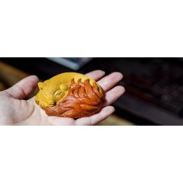 Two-Color Nine Tailed Fox Yixing Zisha Tea Pet