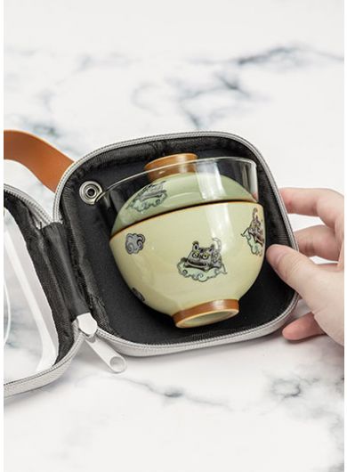 Glass & Ceramic Kuai Ke Bei Travel Tea Set