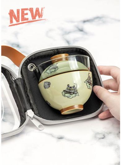 Glass & Ceramic Kuai Ke Bei Travel Tea Set