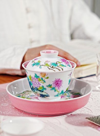 Jingdezhen Semi Hand Painted Chrysanthemum Gaiwan