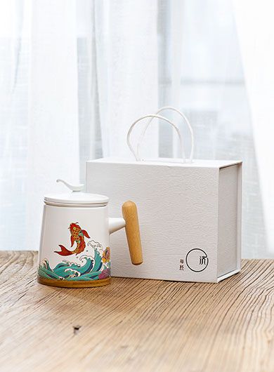 Koi Fish Ceramic Tea Mug with Infuser