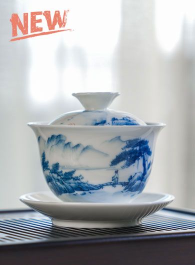Hand Painted Landscape Porcelain Gaiwan