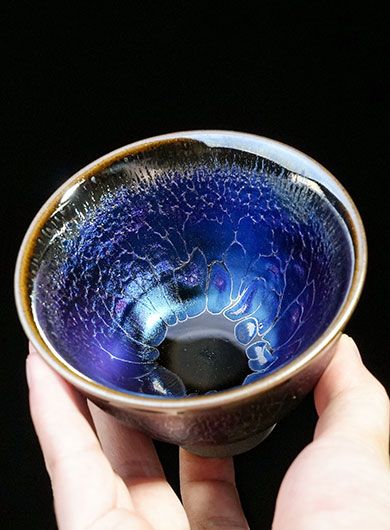 Handmade Jianyang Jianzhan Tea Cup – Blue Rose