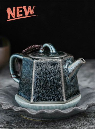 Handmade Jianyang Jianzhan - Hexagonal Teapot
