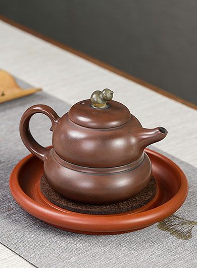 Handmade Qinzhou Nixing Pottery Teapot Gourd Shape