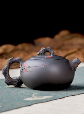 Handmade Jianshui Zitao Pottery Teapot - Plum Flower Xi Shi