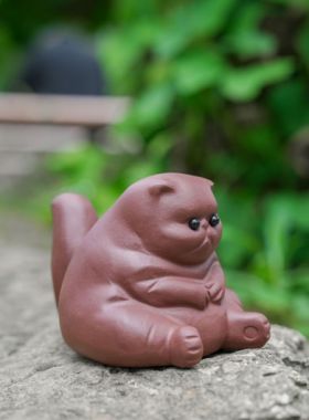 Unhappy Fat Cat Yixing Zisha Tea Pet