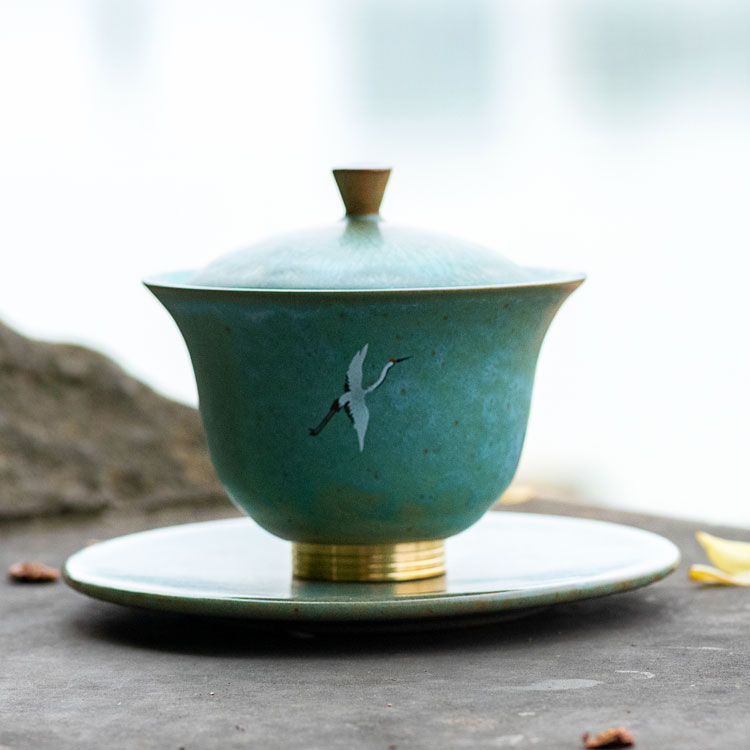 Chinese Crane Ceramic Gaiwan