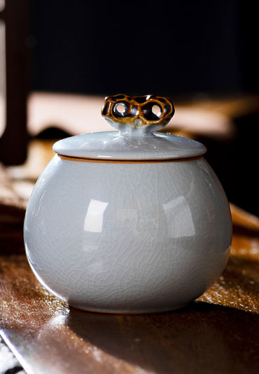 Glaze Ceramic Calabash Tea Caddy Sealed Storage Tank Mini Face