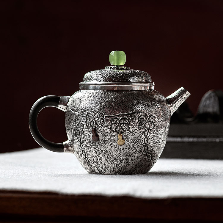 Handmade Teapot Pure 999 Silver 100ml 120gr Japanese Style Herbal Water Pot  Kettle Electric Stove Safe THETASTESTYLE S0051 